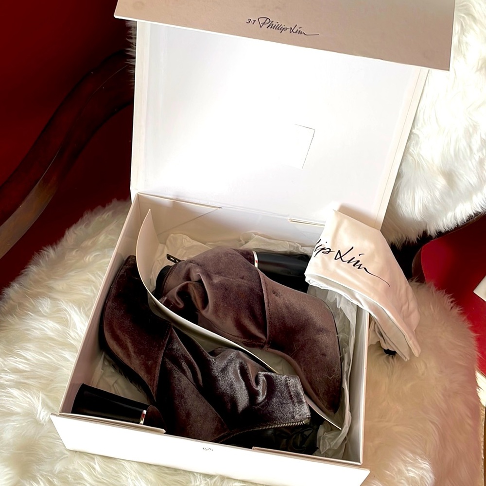 100% AUTHENTIC PHILLIP LIM GREY SUEDE BOOTIES, SIZE 38.5